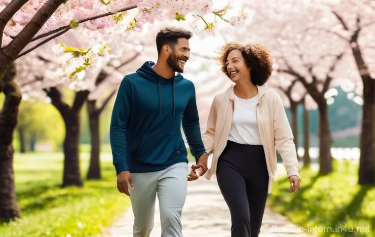 당뇨 예방 운동 - **Prompt:** A person in their mid-30s, wearing comfortable and modest athletic wear (e.g., loose-fit...