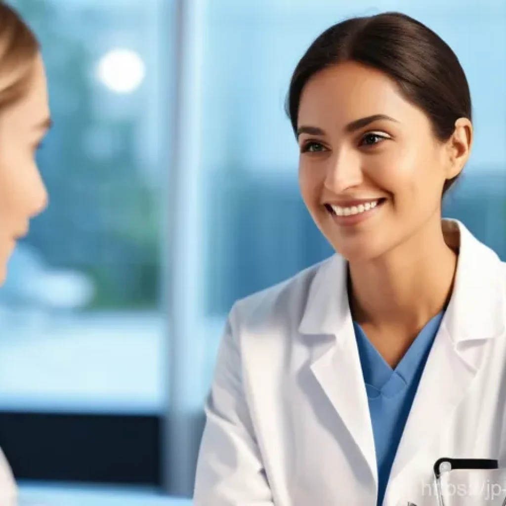 갑상선암 생존율 통계 - **Prompt:** A compassionate female doctor, with a gentle and reassuring smile, is sitting across fro...