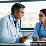 고혈압 약물 부작용 - **Prompt:** A warm and professional scene inside a modern doctor's office. A male doctor, in his lat...