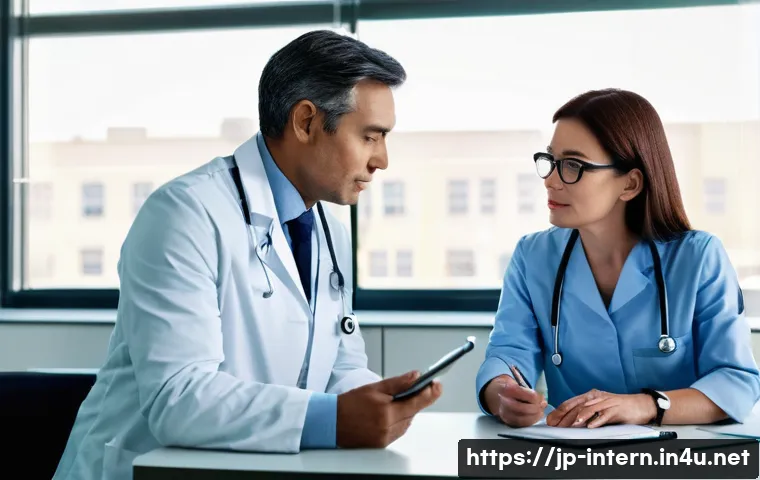 고혈압 약물 부작용 - **Prompt:** A warm and professional scene inside a modern doctor's office. A male doctor, in his lat...